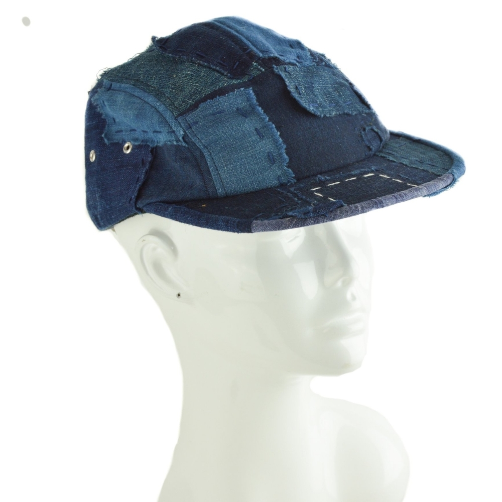 NWT $250 Kuon Tokyo Signature Boro denim patchwork camp Hat